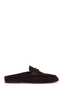 Women's Brown Suede Leather Slippers | Derimod