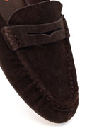 Women's Brown Suede Leather Slippers | Derimod