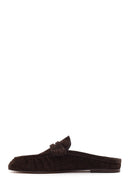 Women's Brown Suede Leather Slippers | Derimod