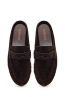 Women's Brown Suede Leather Slippers | Derimod