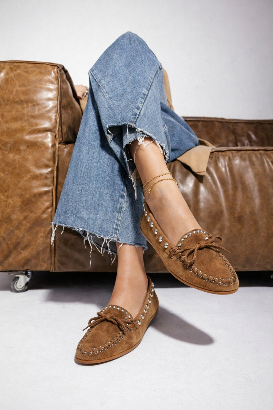 Women's Tan Suede Leather Loafer