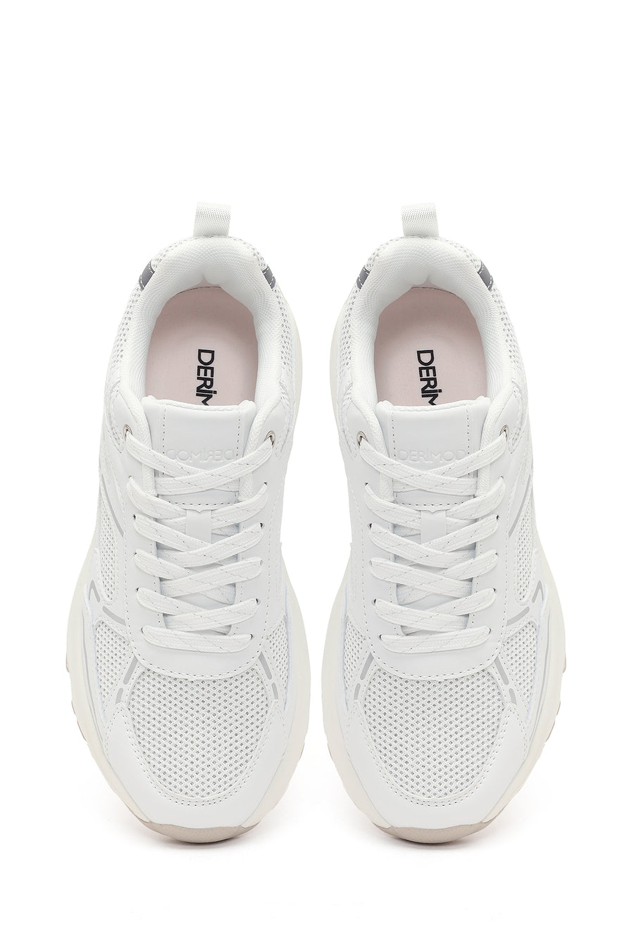 Kadın Beyaz Bağcıklı Kalın Tabanlı Sneaker