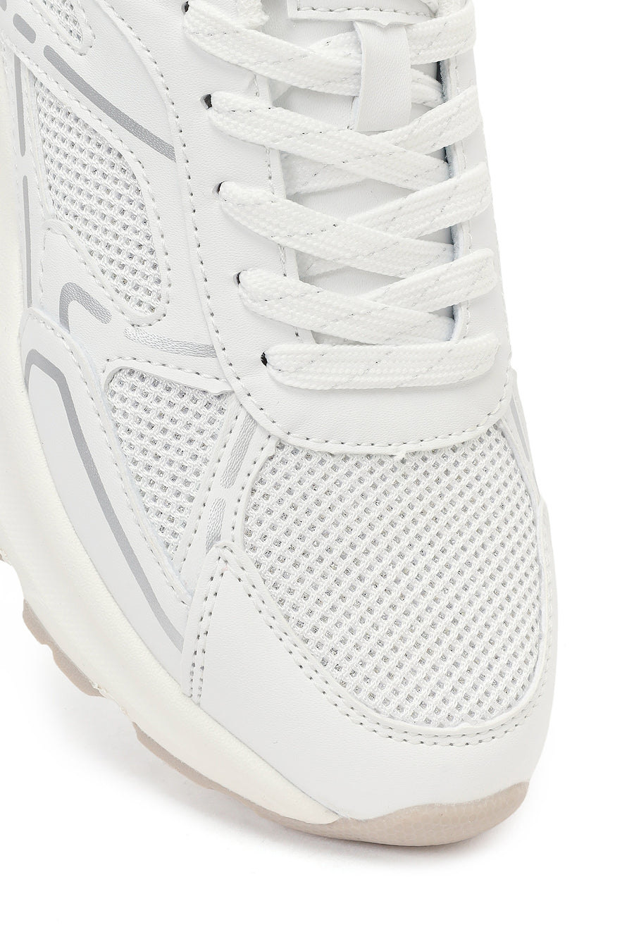 Kadın Beyaz Bağcıklı Kalın Tabanlı Sneaker