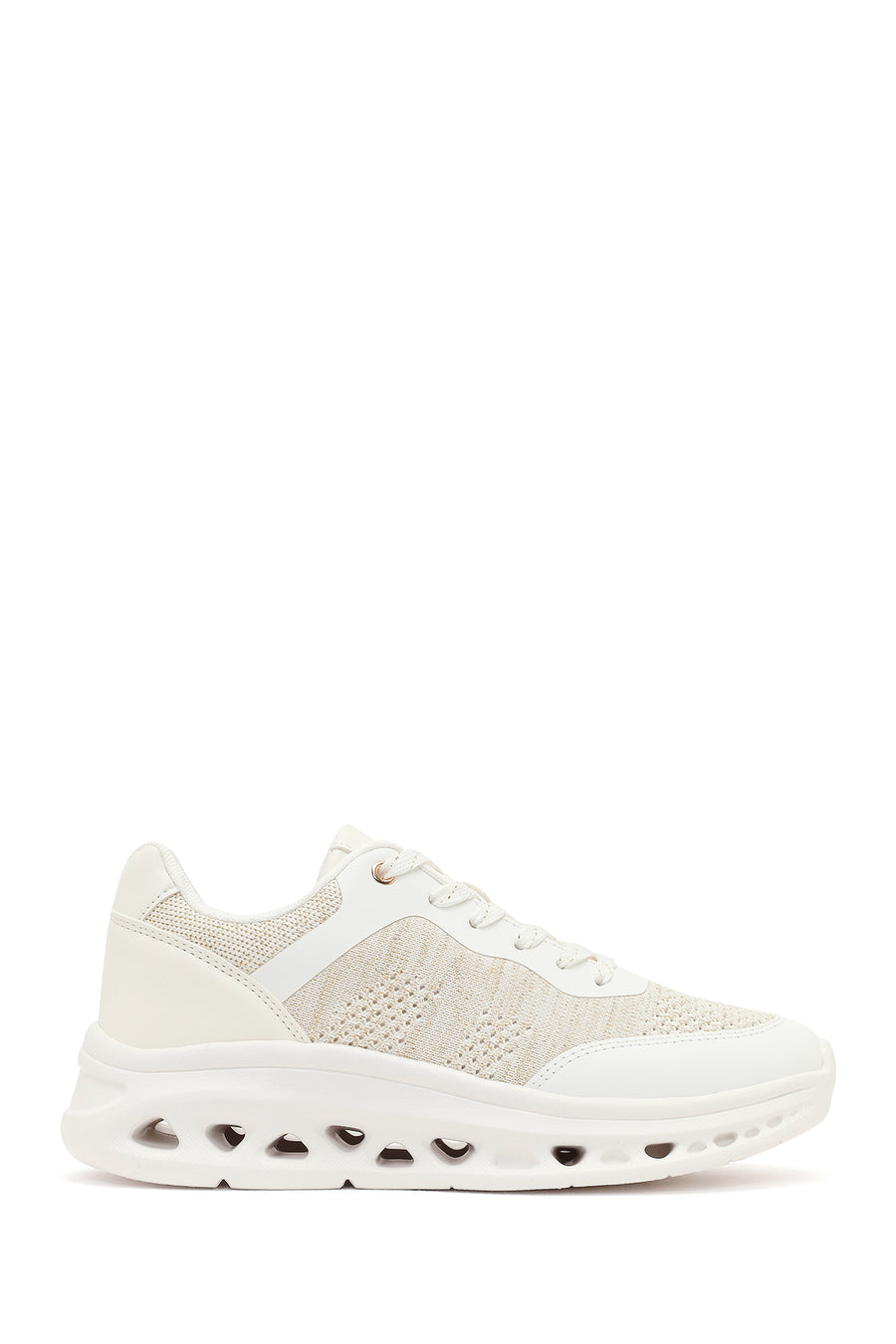 Kadın Krem Bağcıklı Kalın Tabanlı Sneaker 26PFE457614 | Derimod