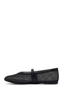 Women's Black Mesh Buckle Ballet Flats | Derimod