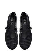 Women's Black Mesh Buckle Ballet Flats | Derimod