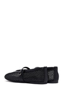 Women's Black Mesh Buckle Ballet Flats | Derimod
