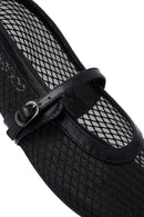 Women's Black Mesh Buckle Ballet Flats | Derimod