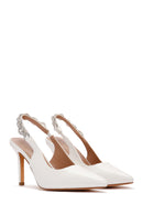 Women's White Slingback Stoned Thin Heeled Shoes | Derimod