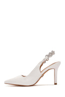 Women's White Slingback Stoned Thin Heeled Shoes | Derimod