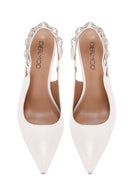 Women's White Slingback Stoned Thin Heeled Shoes | Derimod