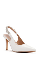 Women's White Slingback Stoned Thin Heeled Shoes | Derimod