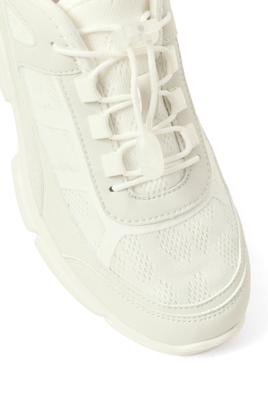 Kadın Beyaz Bağcıklı Kalın Tabanlı Sneaker