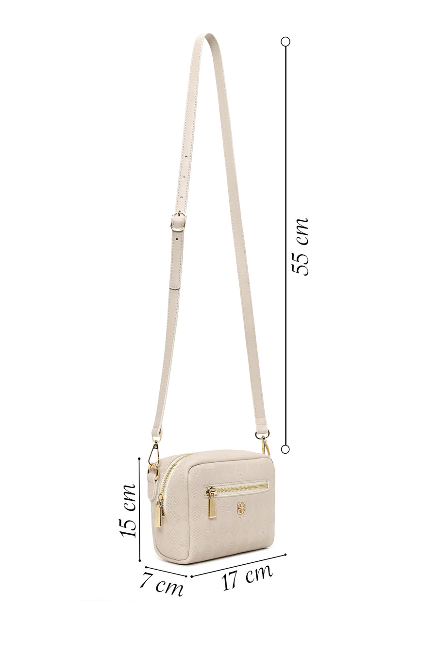 Women's Cream Long Strap Printed Mini Crossbody Bag