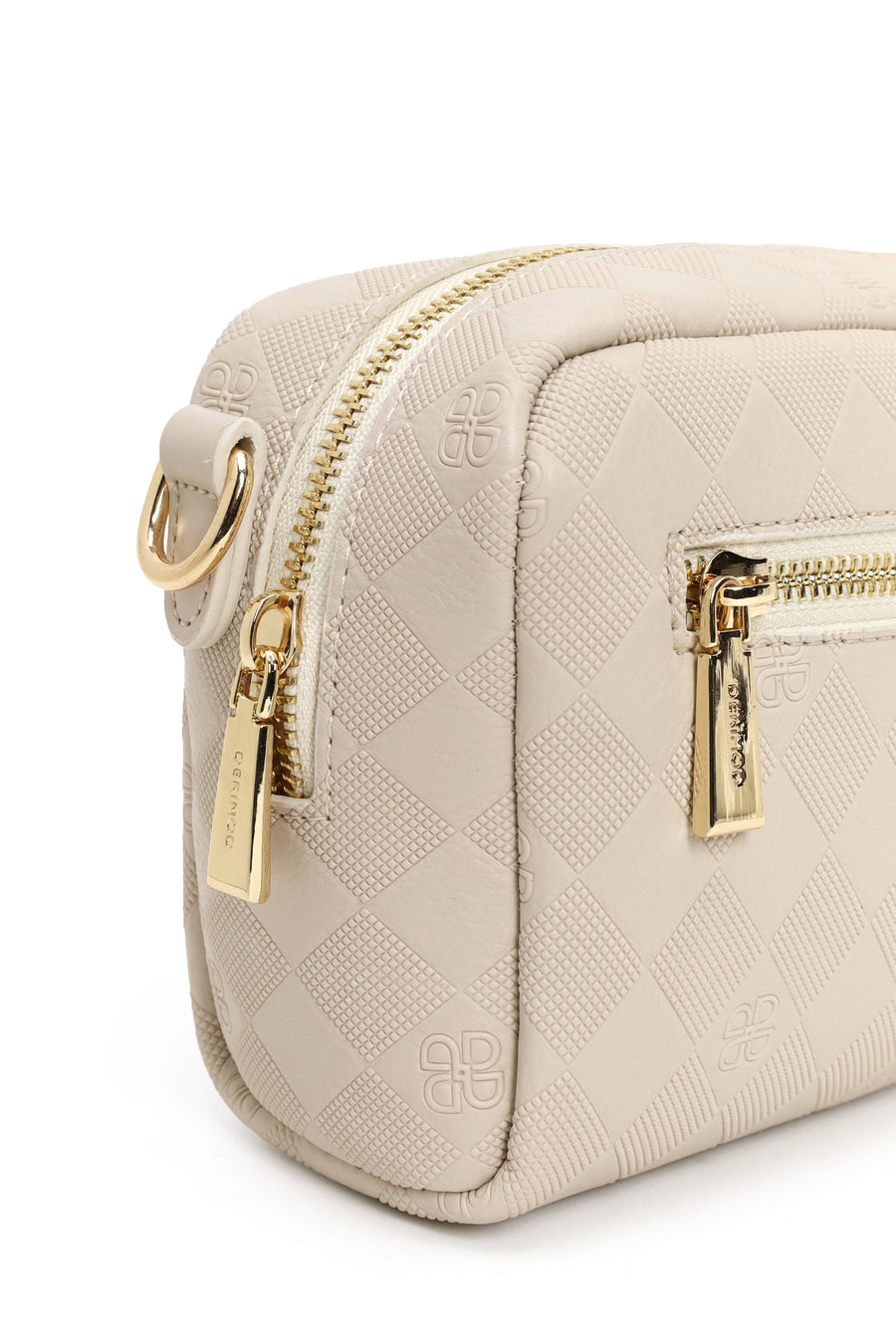 Women's Cream Long Strap Printed Mini Crossbody Bag