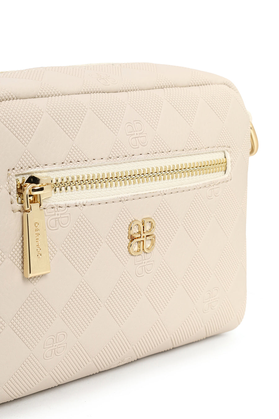 Women's Cream Long Strap Printed Mini Crossbody Bag