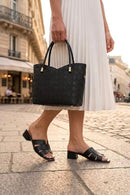 Woman Black Long-Strap Printed Shoulder Bag | Derimod
