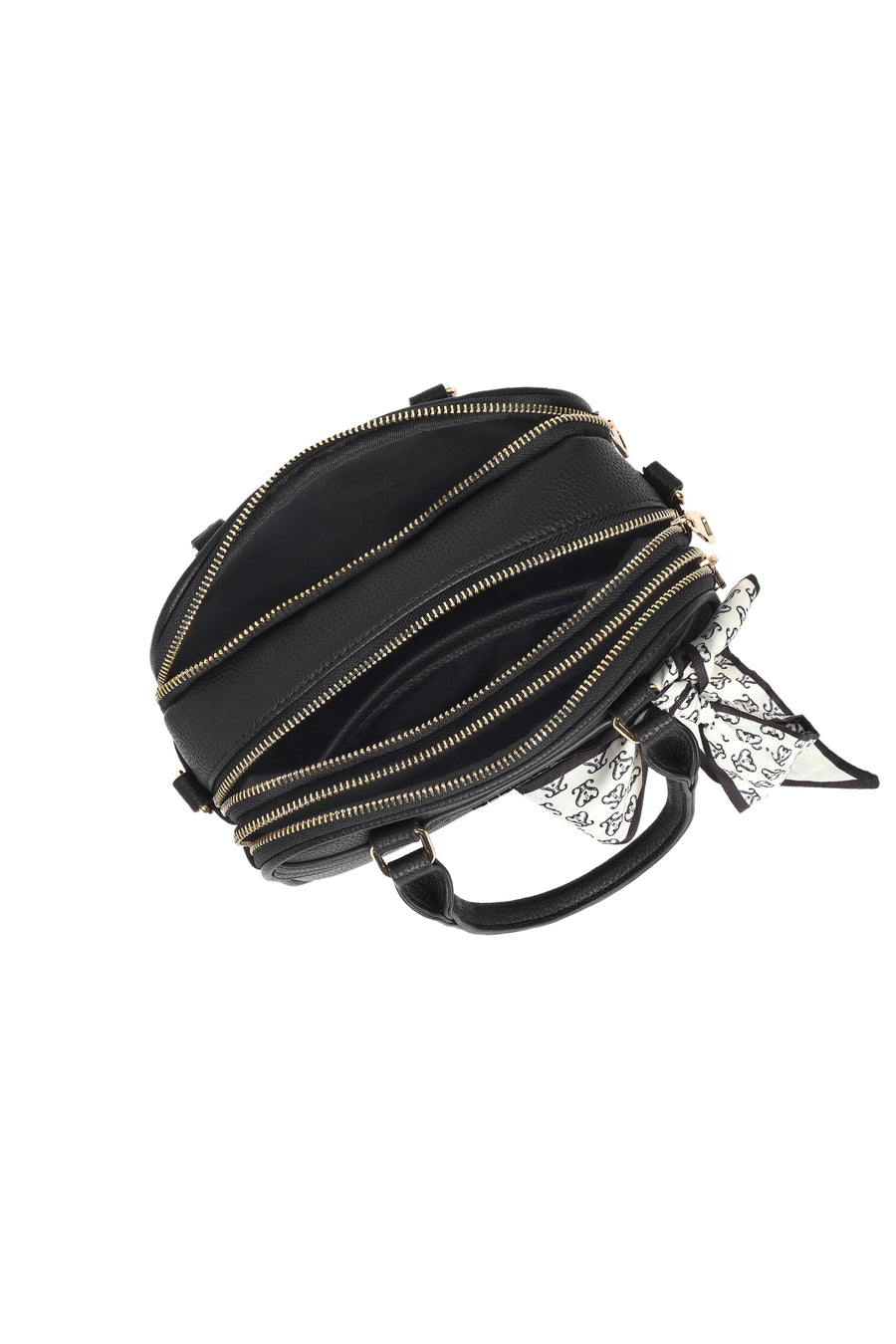 Woman Black Long-Strap Accessorized Shoulder Bag