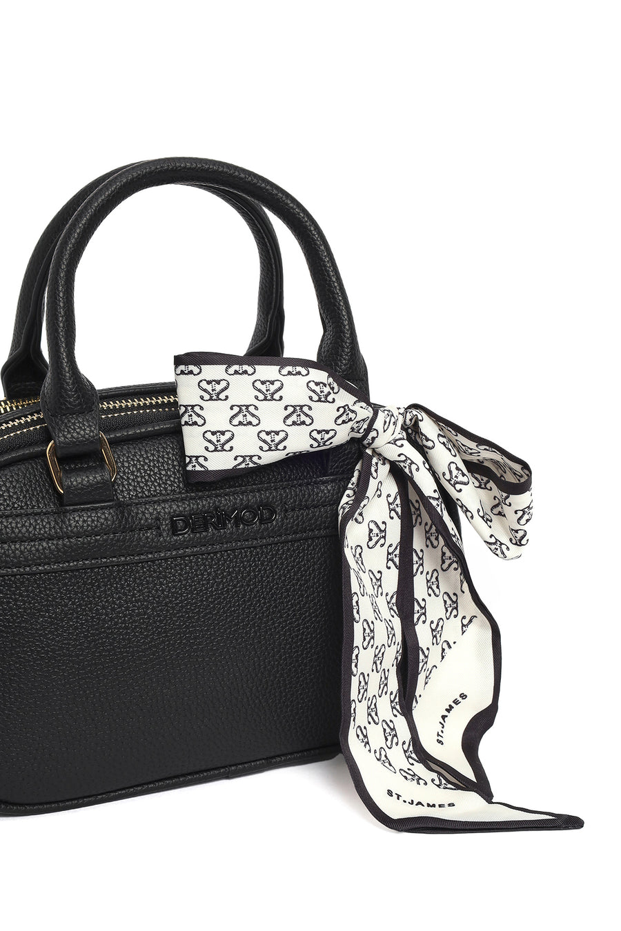 Woman Black Long-Strap Accessorized Shoulder Bag