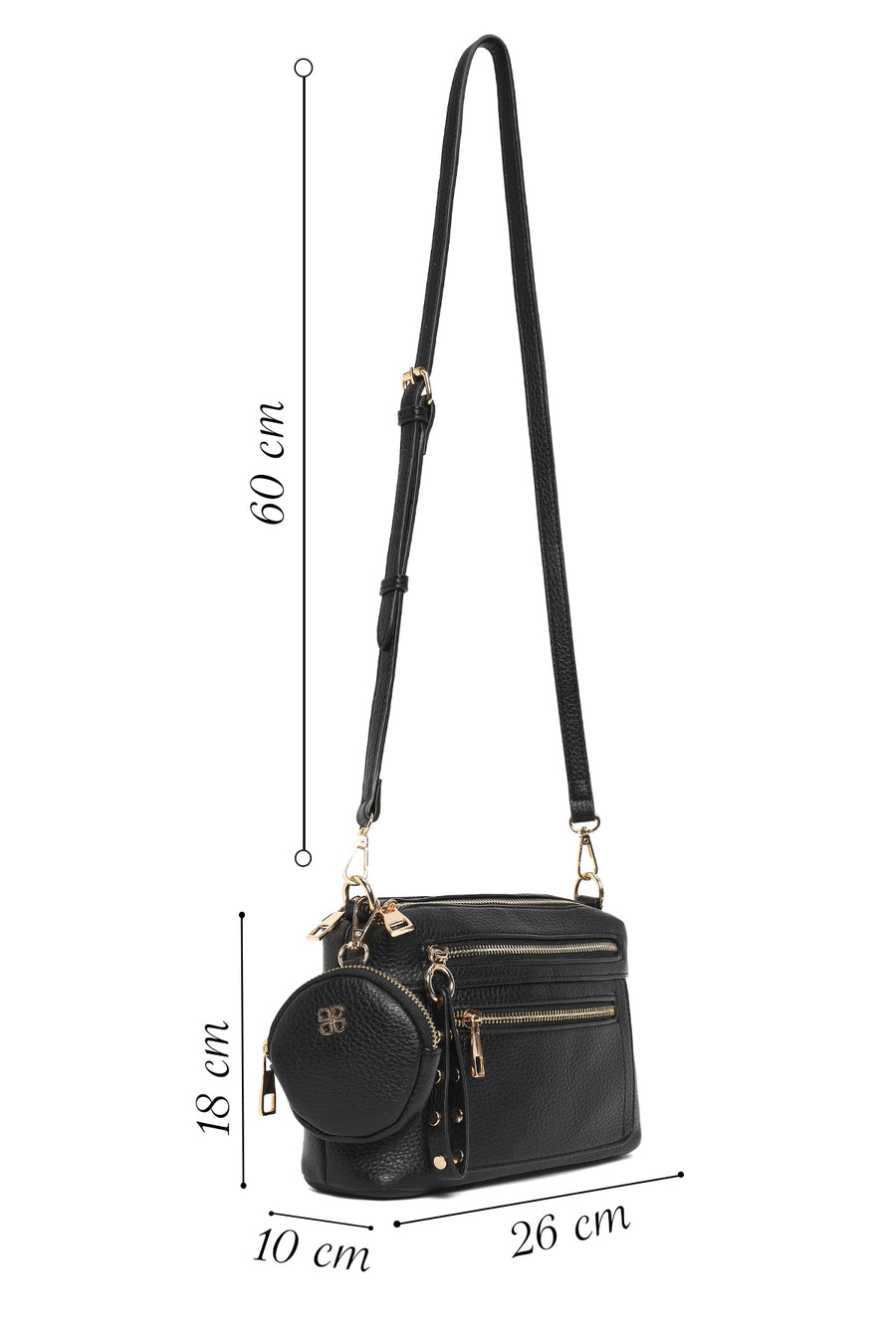 Woman Black Long-Strap Crossbody Bag