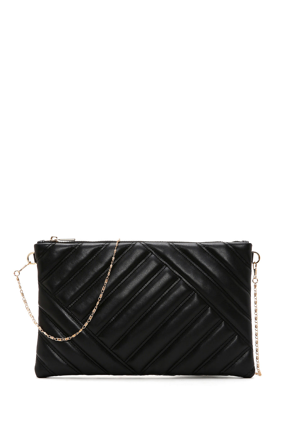 Women's Black Long Chain Strap Quilted Clutch Bag 26SBD2208KP | Derimod