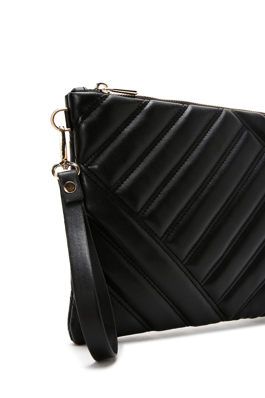 Women's Black Long Chain Strap Quilted Clutch Bag