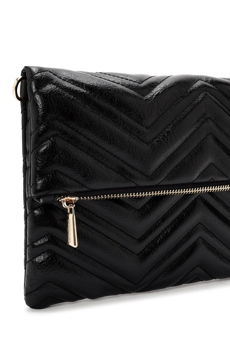 Women's Black Chain Strap Quilted Clutch Bag