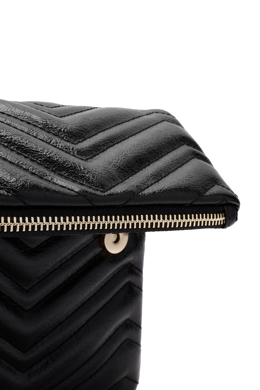 Women's Black Chain Strap Quilted Clutch Bag