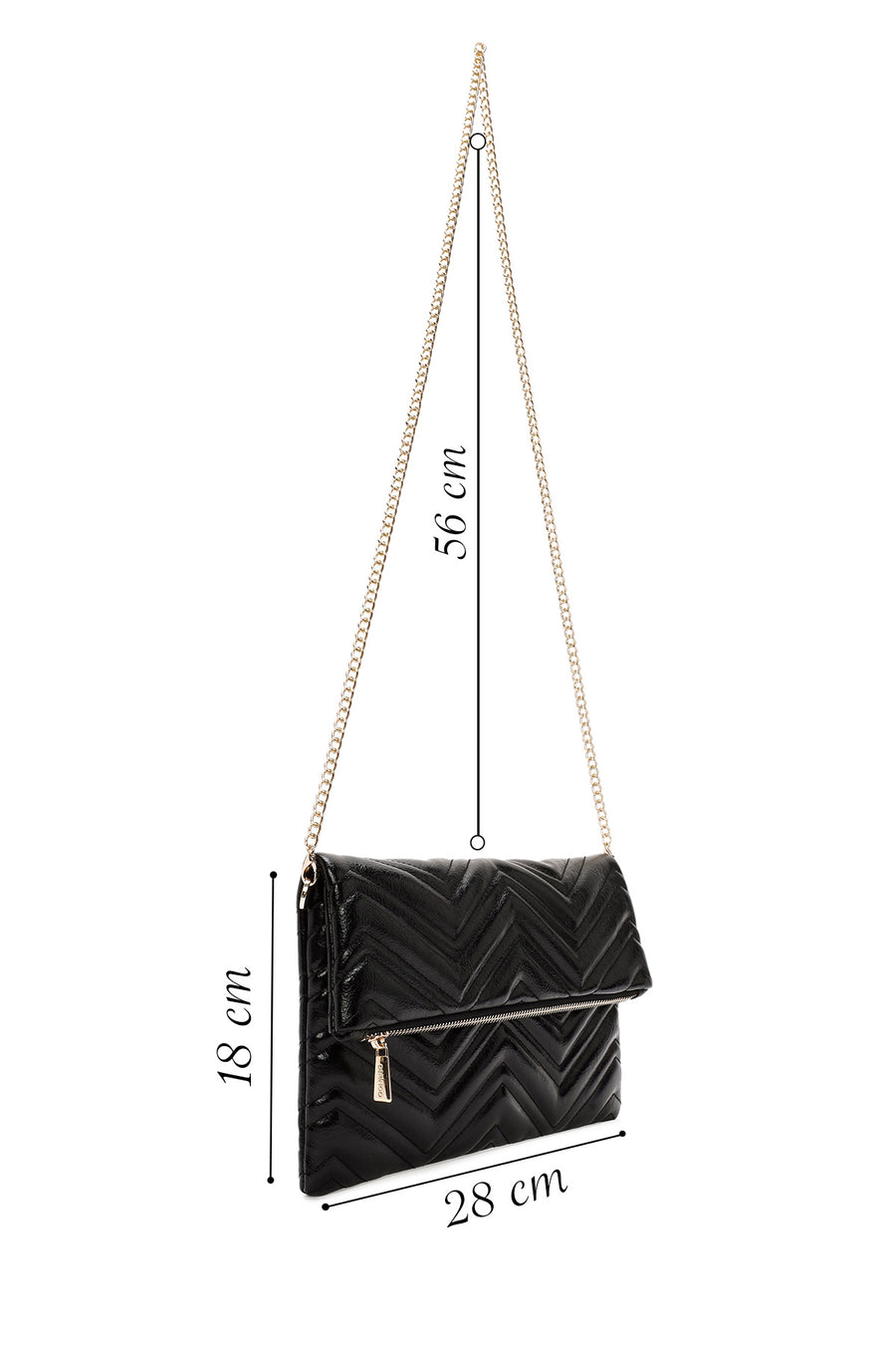 Women's Black Chain Strap Quilted Clutch Bag