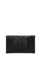 Women's Black Chain Strap Quilted Clutch Bag | Derimod
