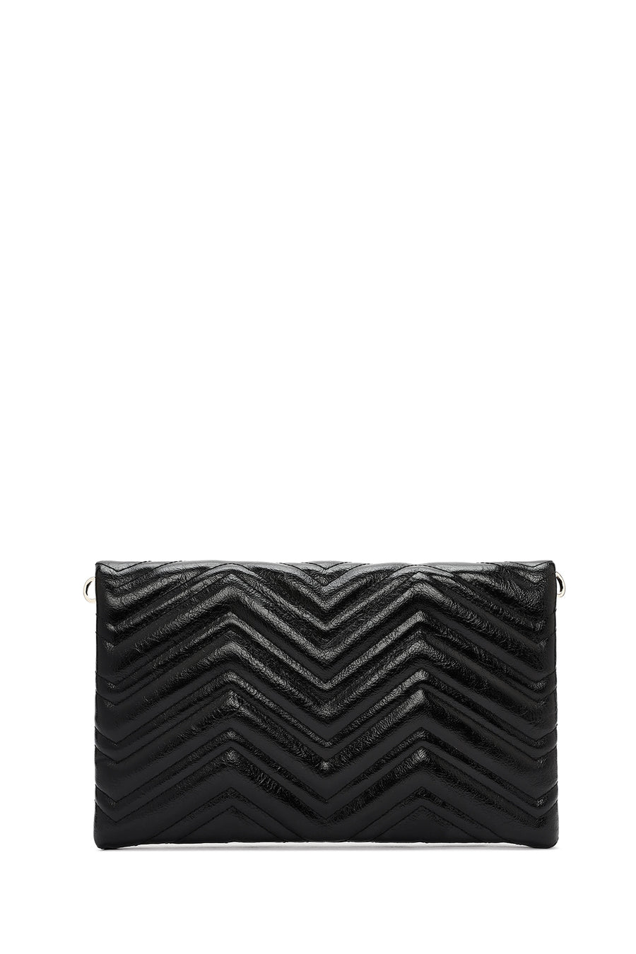 Women's Black Chain Strap Quilted Clutch Bag