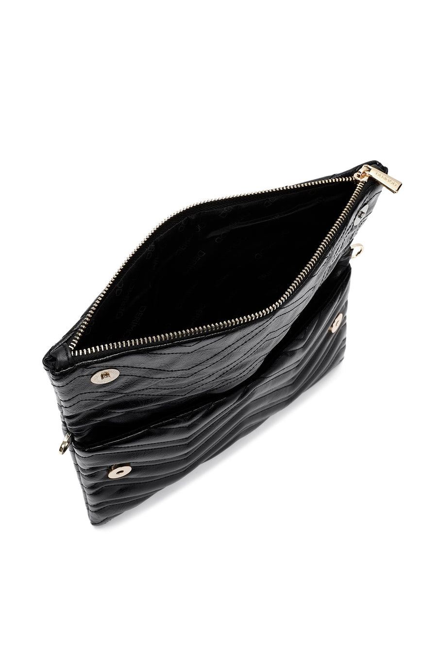Women's Black Chain Strap Quilted Clutch Bag