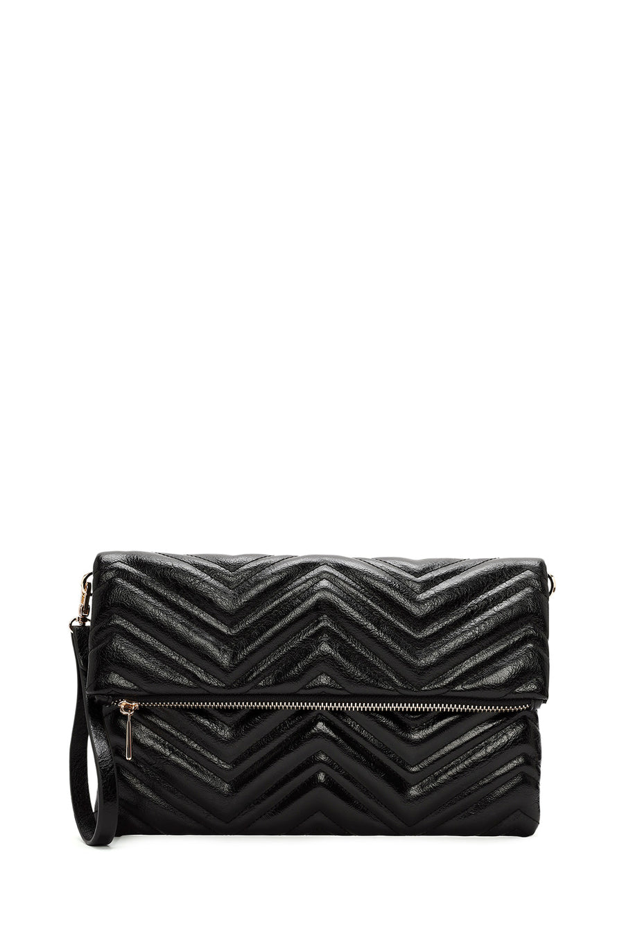 Women's Black Chain Strap Quilted Clutch Bag