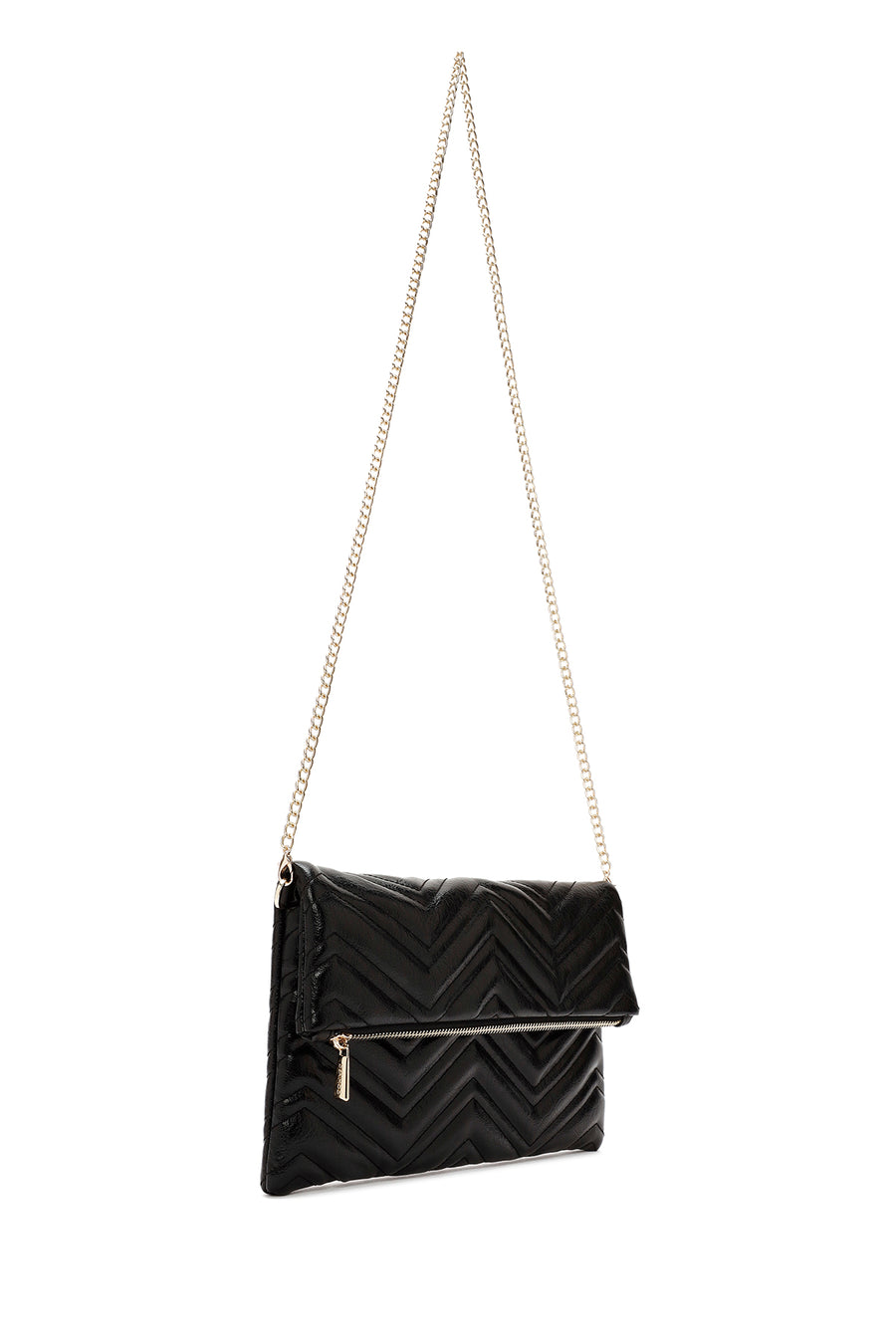 Women's Black Chain Strap Quilted Clutch Bag