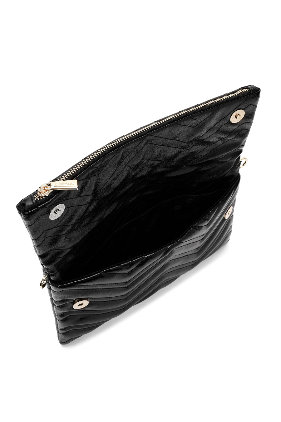 Women's Black Chain Strap Quilted Clutch Bag