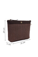 Woman Brown Long Chain Strap Wicker Clutch Bag | Derimod