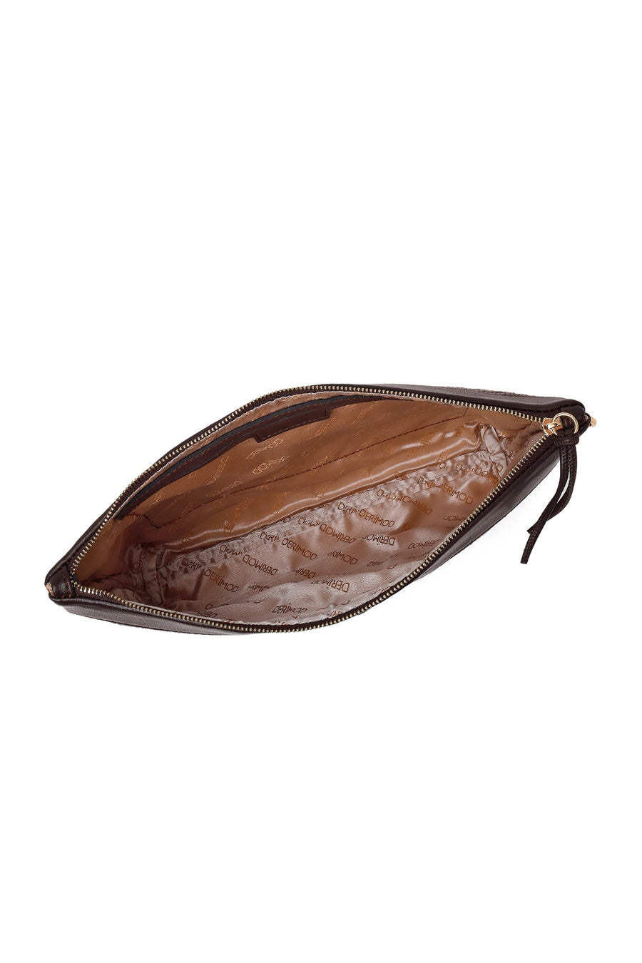Woman Brown Long Chain Strap Wicker Clutch Bag