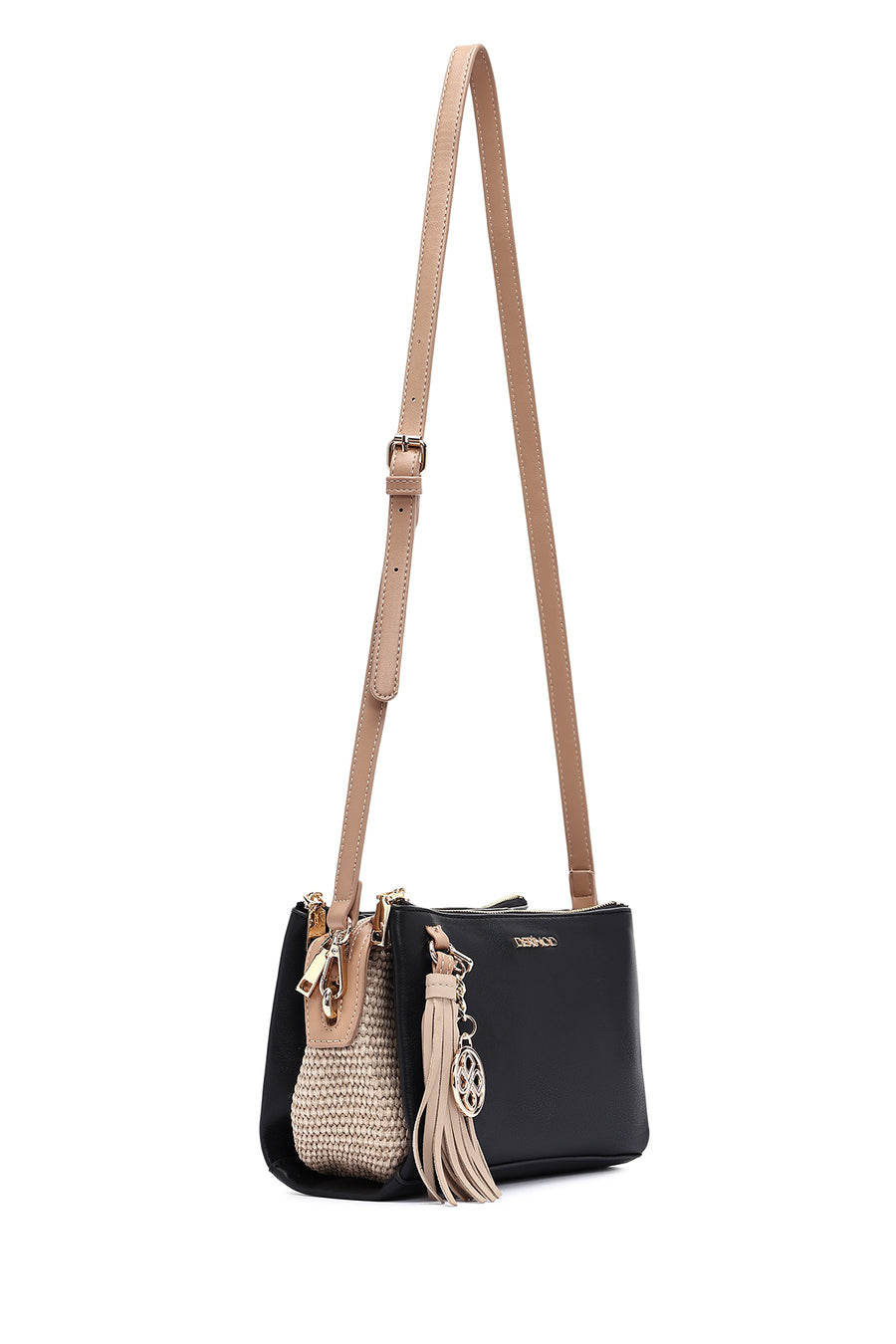 Woman Black Charm Crossbody Bag