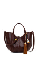 Woman Burgundy Long-Strap Printed Shoulder Bag | Derimod