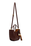 Woman Burgundy Long-Strap Printed Shoulder Bag | Derimod