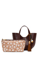 Woman Burgundy Long-Strap Printed Shoulder Bag | Derimod