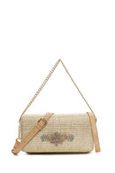 Woman Beige Long Strap Straw Crossbody Bag | Derimod
