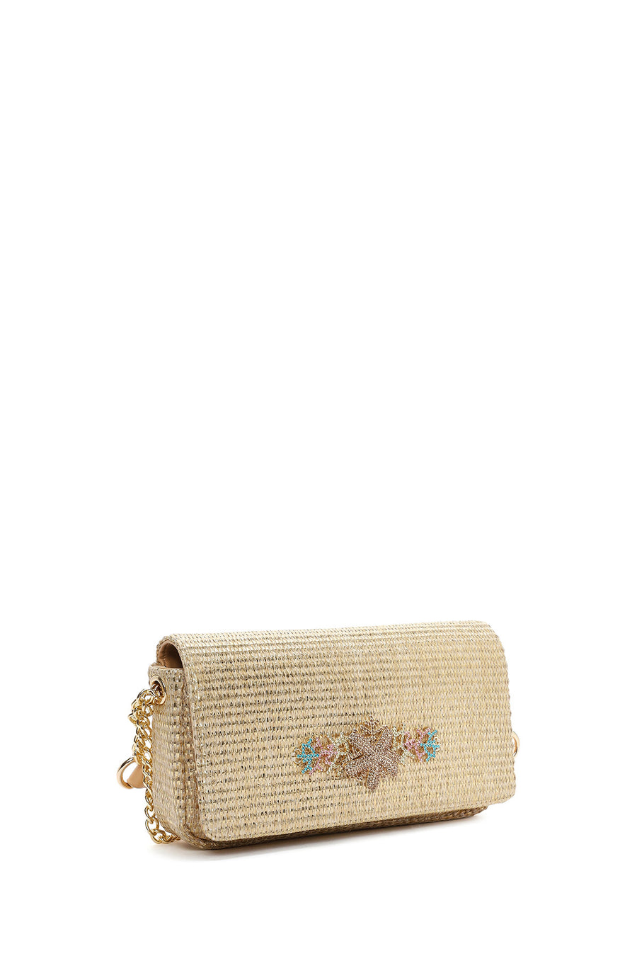 Woman Beige Long Strap Straw Crossbody Bag