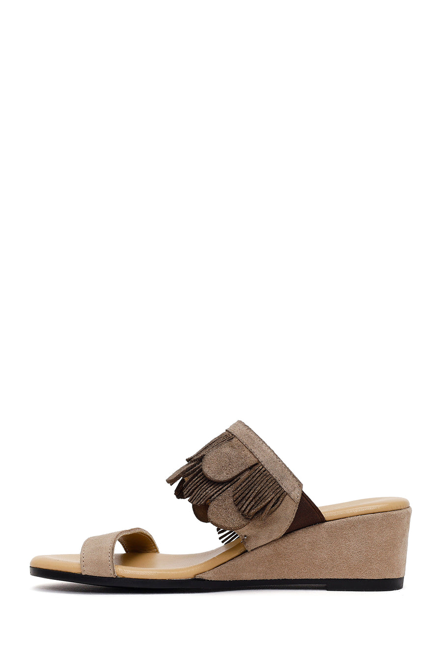 Women's Mink Wedge Suede Leather Slippers