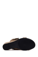 Women's Mink Wedge Suede Leather Slippers | Derimod