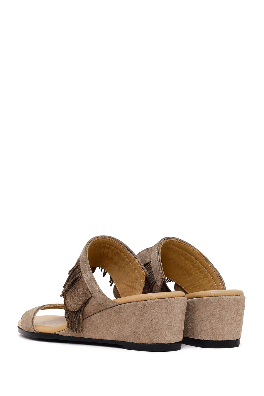Women's Mink Wedge Suede Leather Slippers