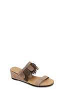 Women's Mink Wedge Suede Leather Slippers | Derimod
