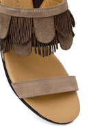 Women's Mink Wedge Suede Leather Slippers | Derimod