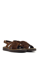 Woman Brown Thick-Soled Suede Sandal | Derimod