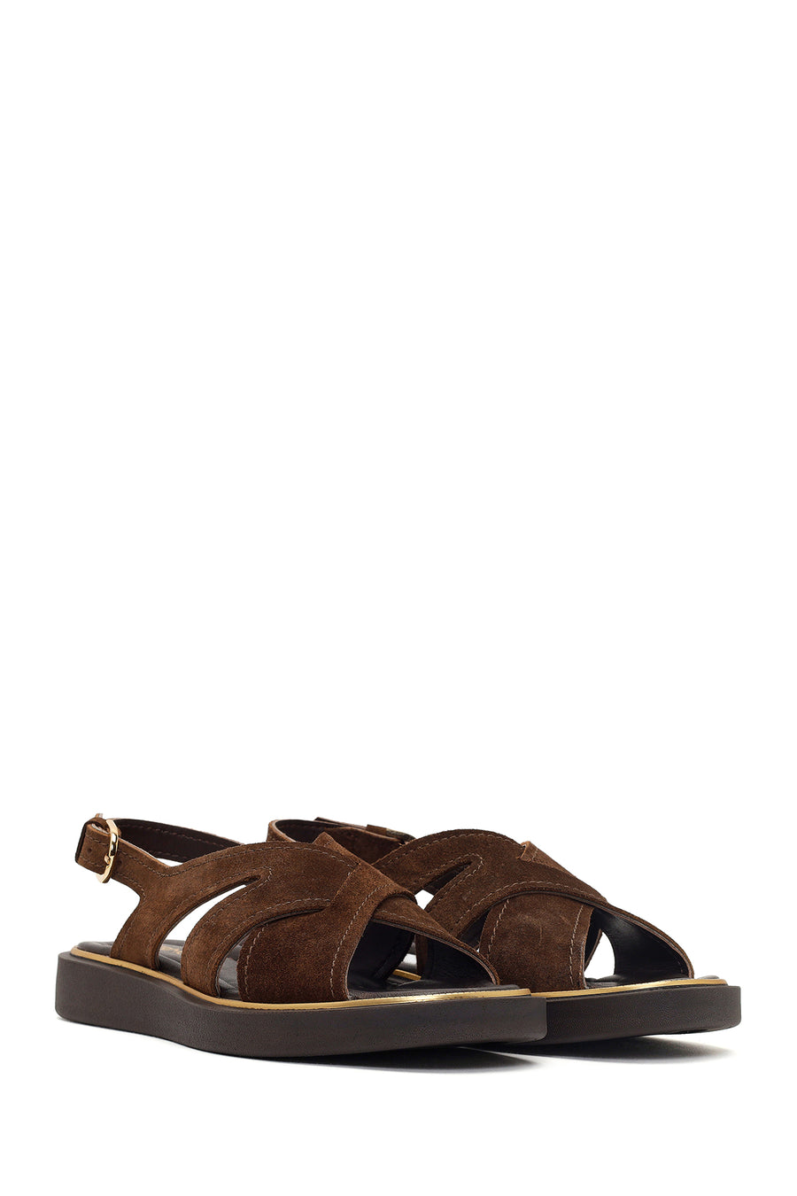 Woman Brown Thick-Soled Suede Sandal